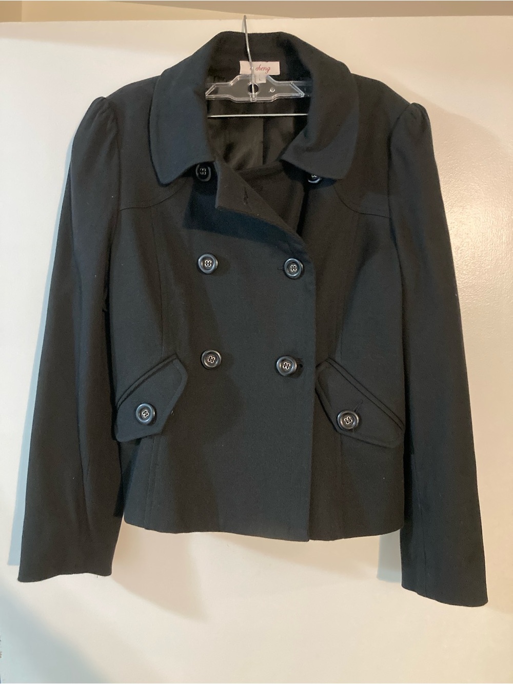 Stunning Womens lined black suit jacket by a. Cheng, size L, EUC